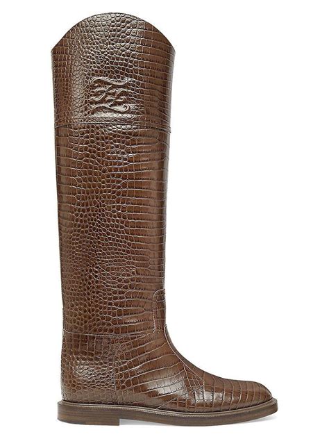 fendi croc embossed boots